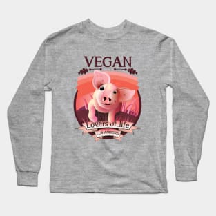 Vegan - Lovers of life. Los Angeles Vegan (dark lettering) Long Sleeve T-Shirt